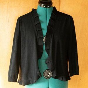 INC International Concepts Black Tricot Ruffled Bolero Jacket womens 0X